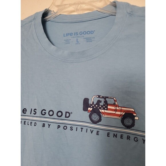 Life Is Good Fueled By Positive Energy Dog Crusher Lite Mens Size L Blue Cotton - Picture 5 of 15
